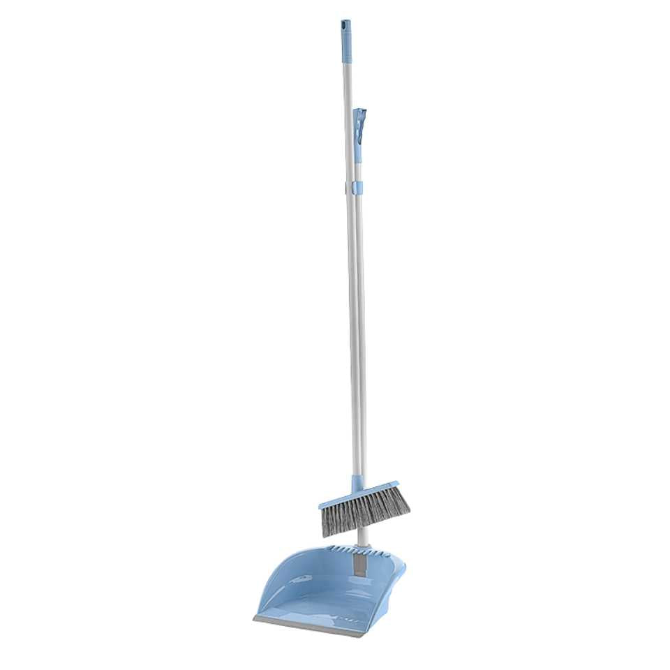 DUSTPAN & BRUSH LONG HANDLE FOLDABLE - VARIOUS COLOURS