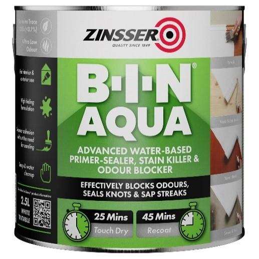 ZINSSER BIN AQUA PRIMER WHITE 2.5L — Paint Stop Limited
