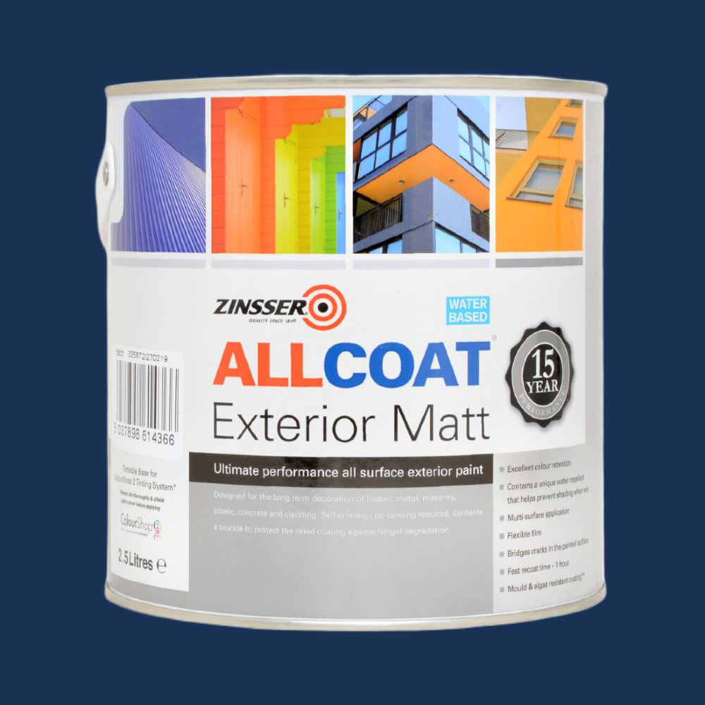 Zinsser Allcoat Exterior Matt Water Based Ral 5013 2.5L – Paint Stop ...