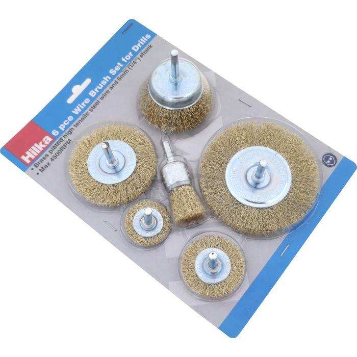 HILKA WIRE BRUSH SET FOR DRILLS 6PCE