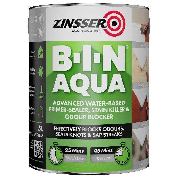ZINSSER BIN AQUA PRIMER WHITE 5L — Paint Stop Limited