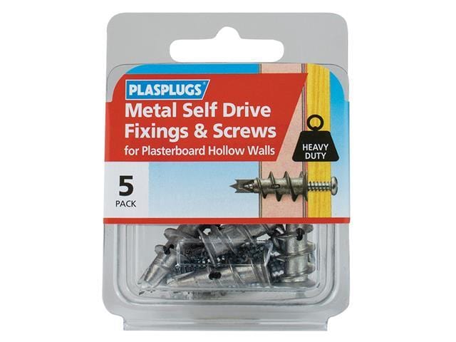 PLASPLUGS SELF DRIVE METAL & SCREWS PK5
