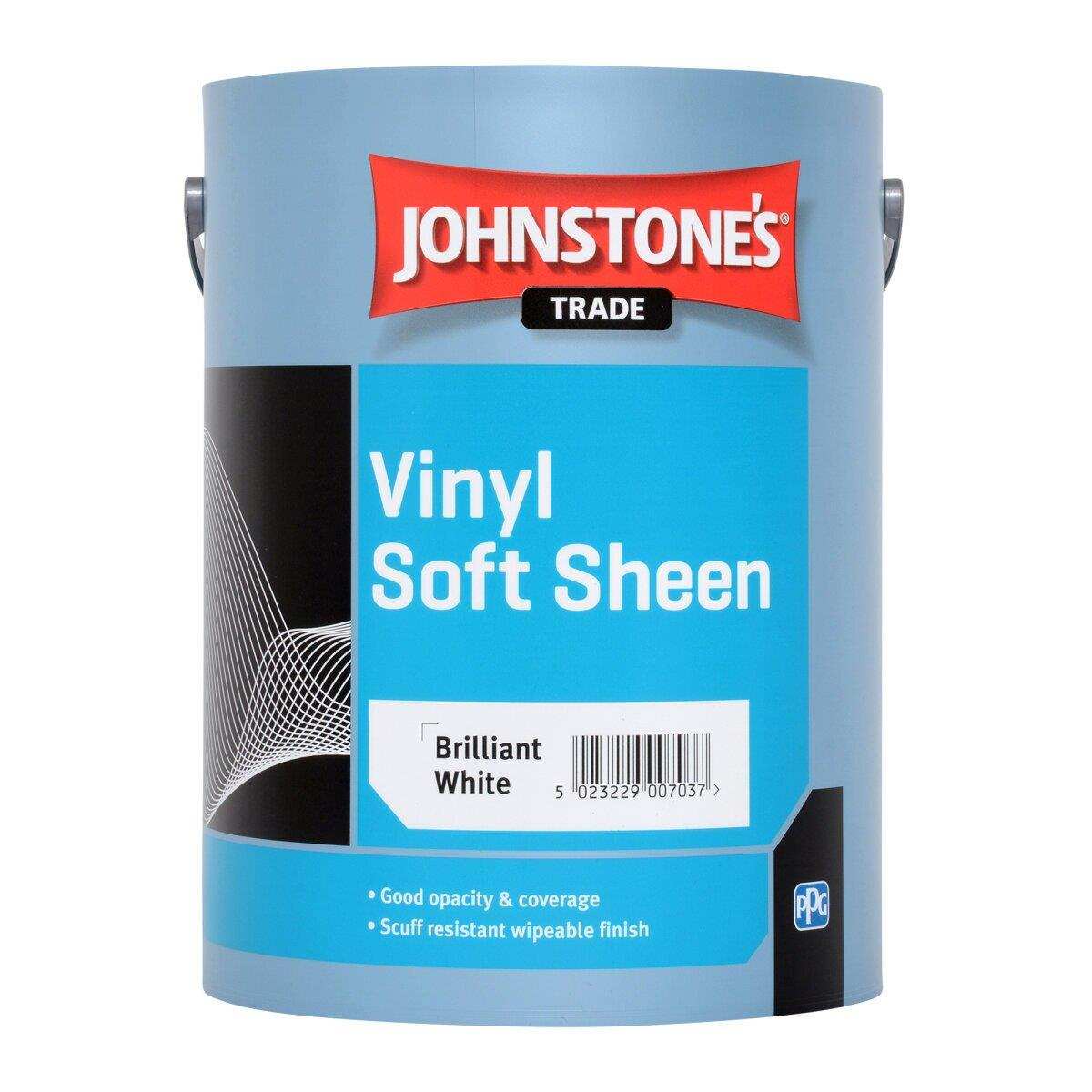 JOHNSTONES SOFT SHEEN BRILLIANT WHITE 5L — Paint Stop Limited
