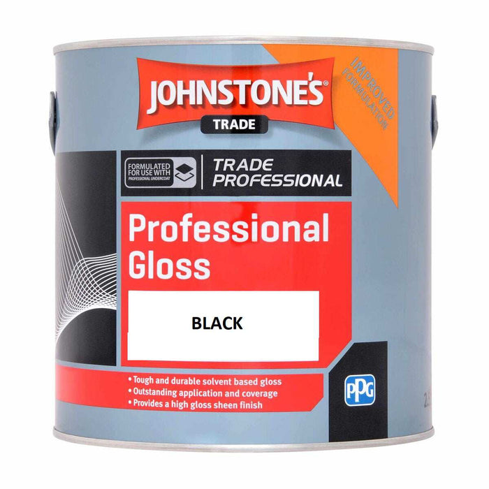 JOHNSTONES PROFESSIONAL GLOSS BLACK 5L — Paint Stop Limited